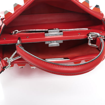 Fendi Vitello Seta Studded Medium Peekaboo Iconic Satchel Fiamma 5 of 7