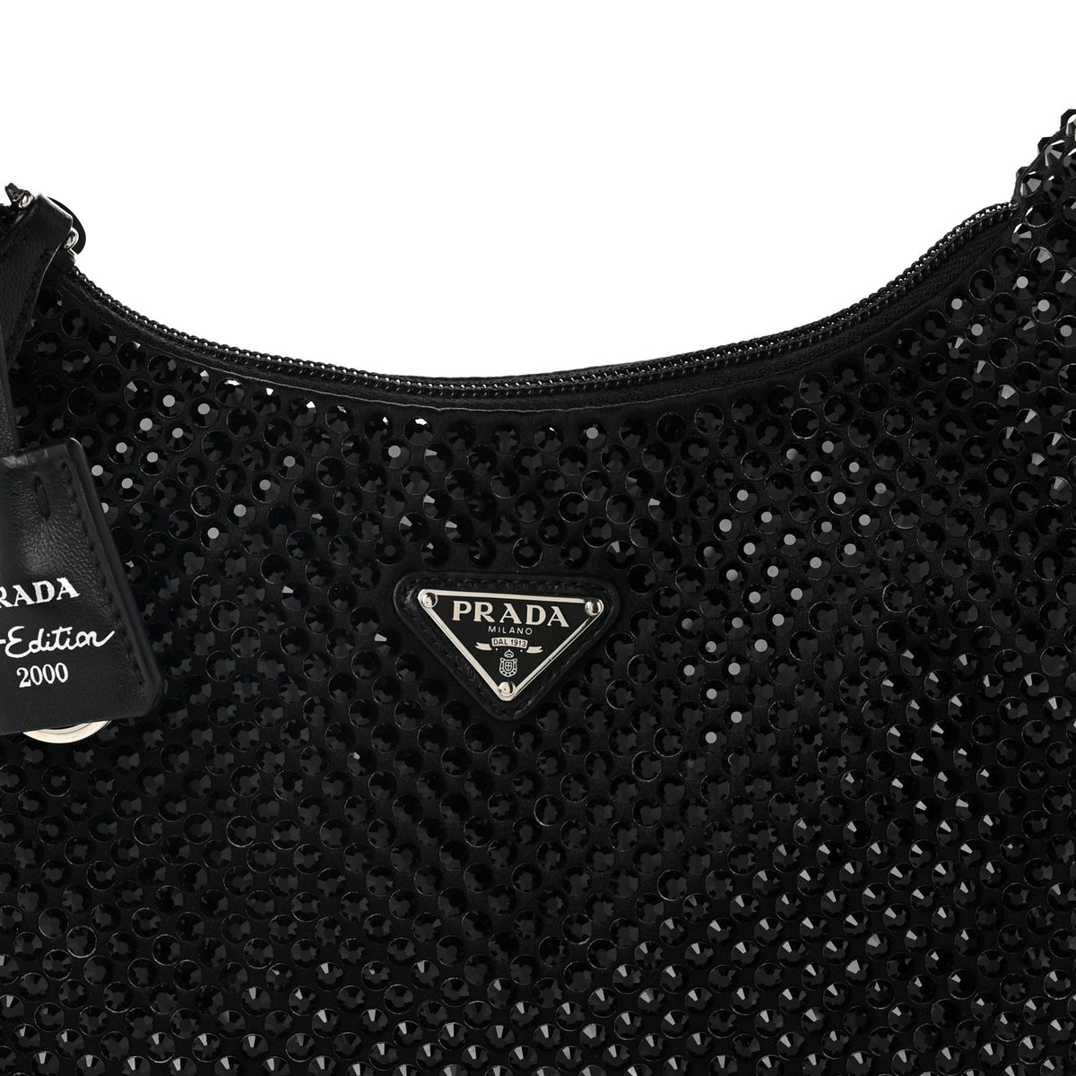 Satin Crystal Mini Re-Edition 2000 Bag Black