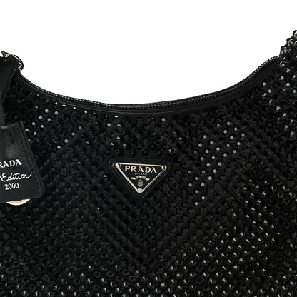Prada Satin Crystal Mini Re-Edition 2000 Bag Black 8 of 11
