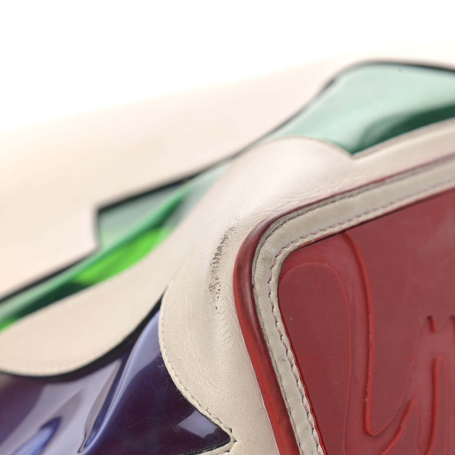 Christian Louboutin Calfskin PVC Love Spikes East West Cabata Tote Latte Multicolor 8 of 28