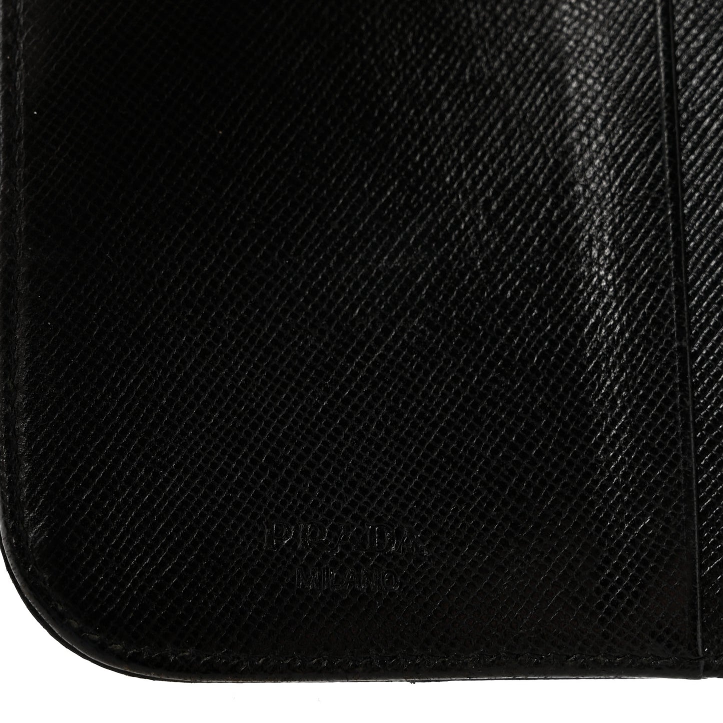 Saffiano Vernice Compact Zip Around Wallet Black