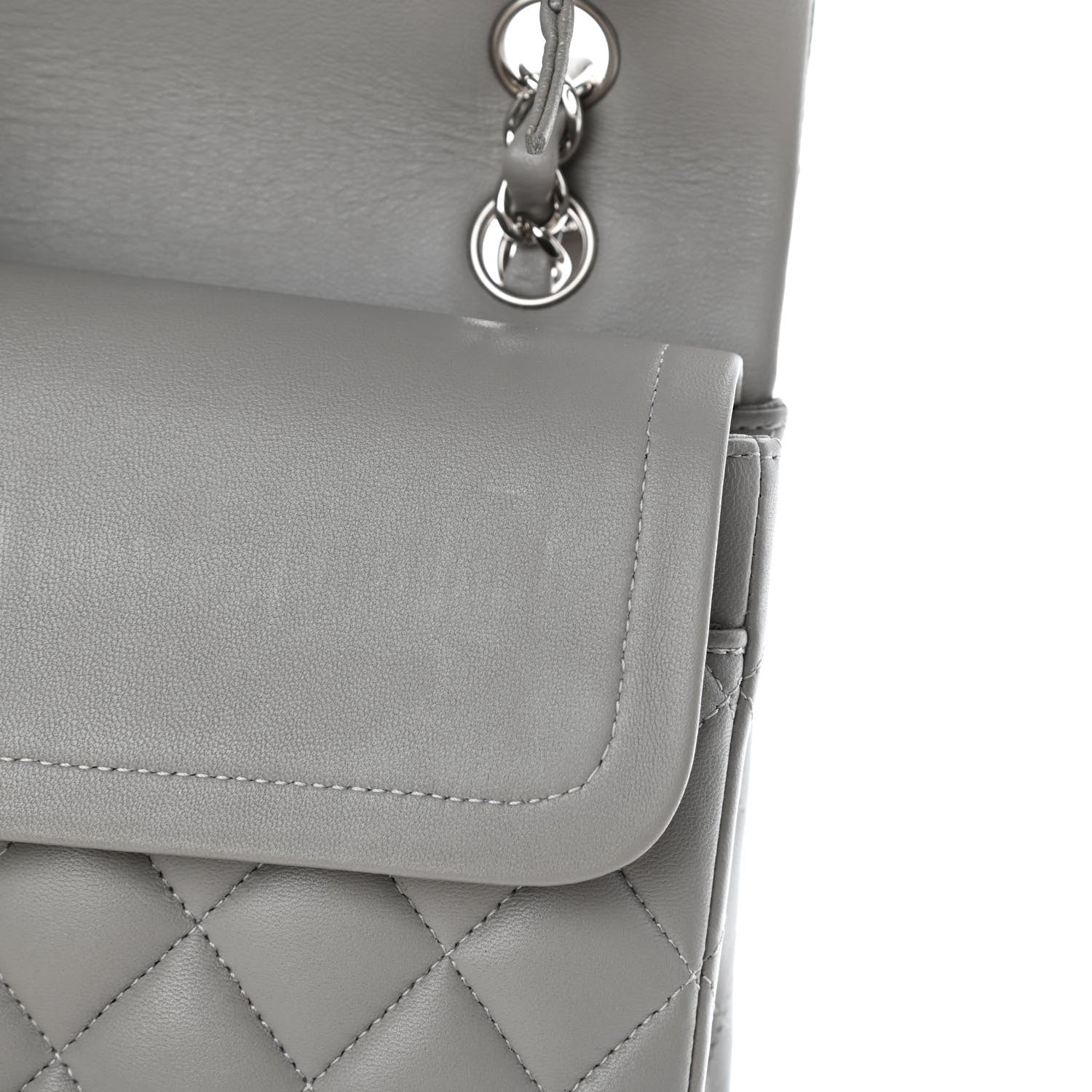 Chanel Lambskin Quilted Medium Double Flap Grey 6 of 6