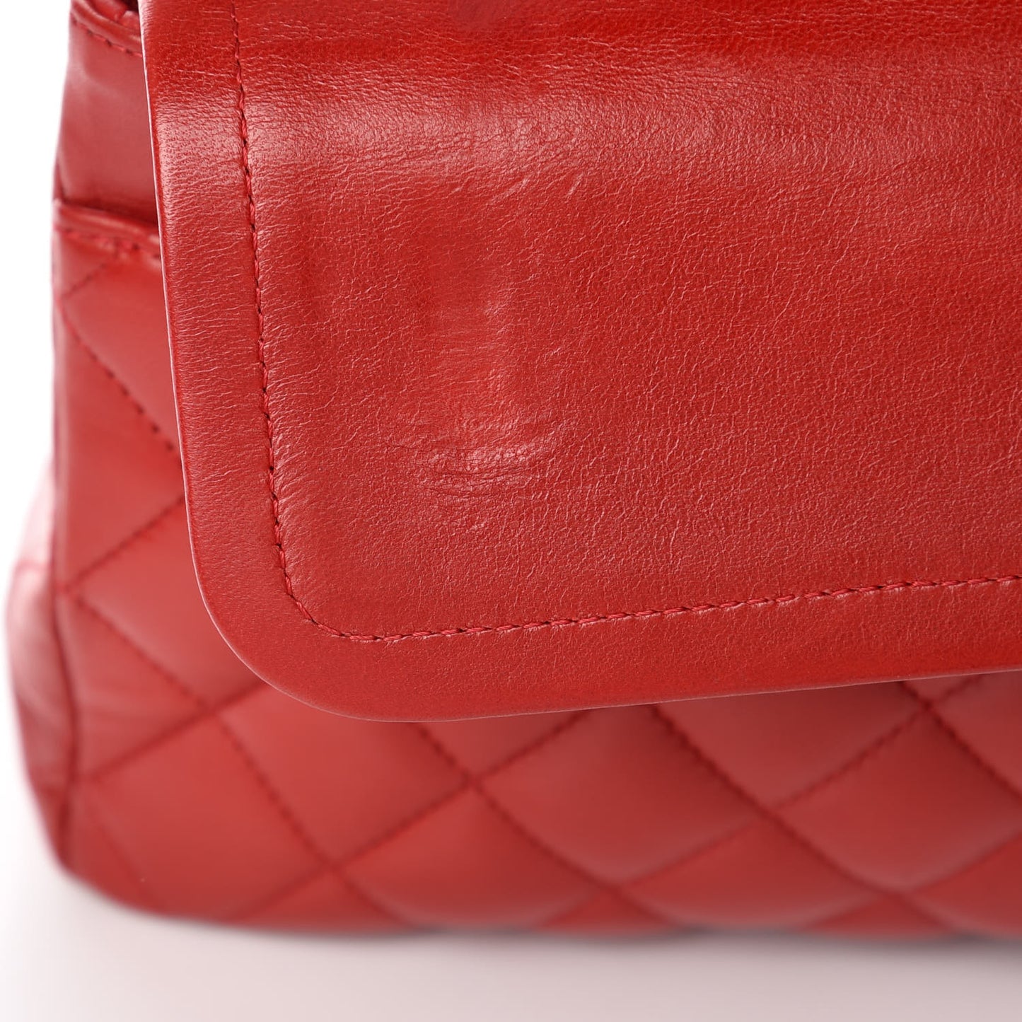 Lambskin Quilted Medium Double Flap Red