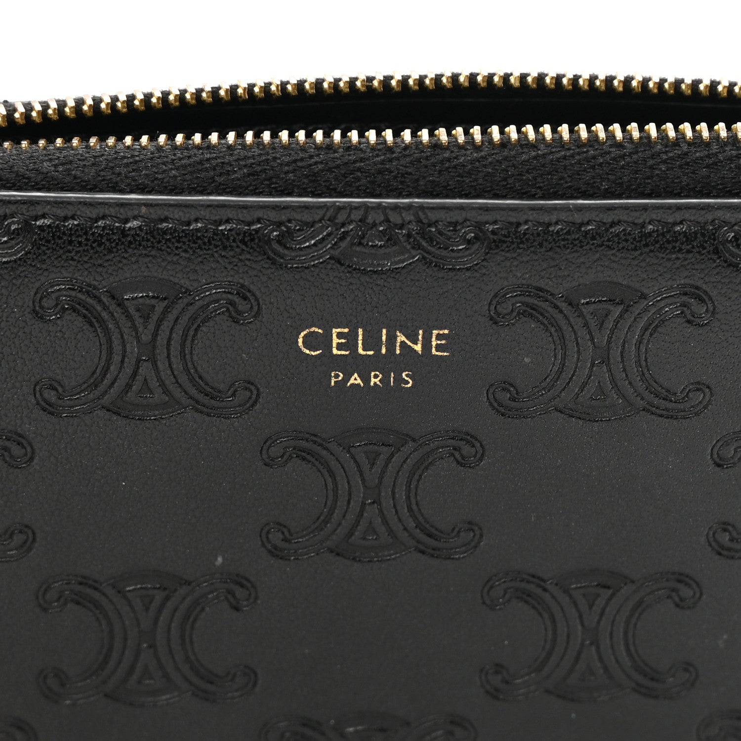 Celine Smooth Calfskin Triomphe Embossed Coin and Card Pouch Black 6 of 8