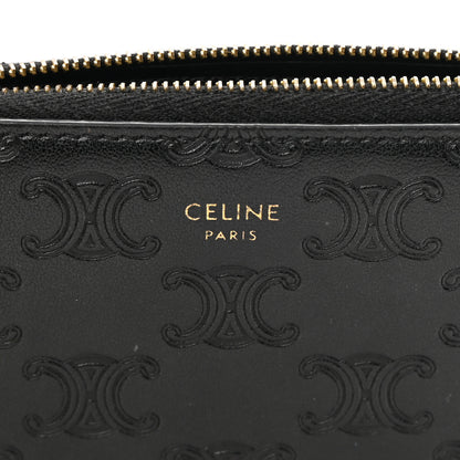 Celine Smooth Calfskin Triomphe Embossed Coin and Card Pouch Black 6 of 8