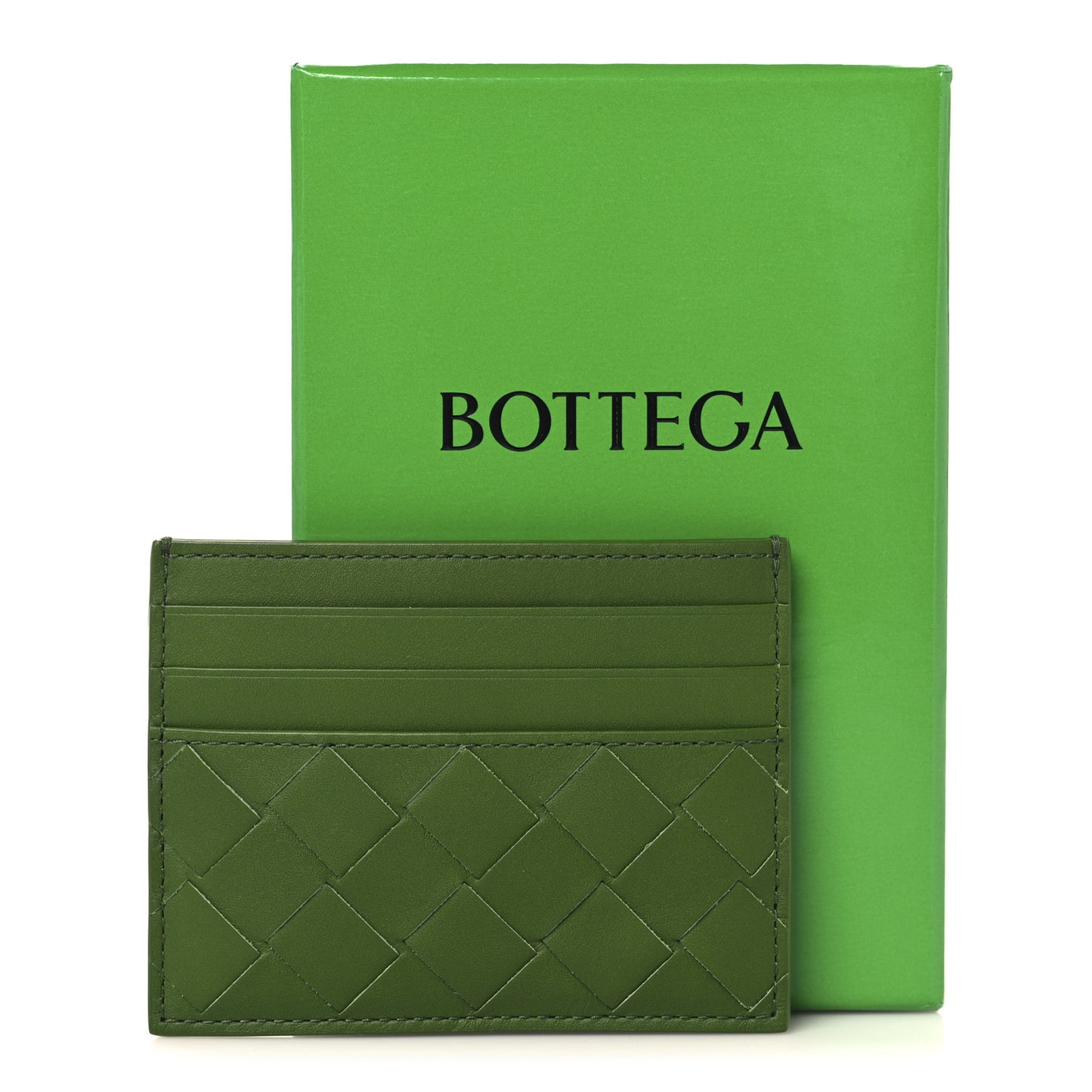 Nappa Intrecciato Card Holder Green