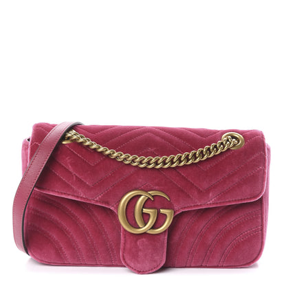 Gucci Velvet Matelasse Small GG Marmont Shoulder Bag Light Raspberry Rose 1 of 8