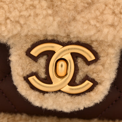 Chanel Shearling Lambskin Quilted Furry Coco Flap Beige Dark Brown 11 of 11