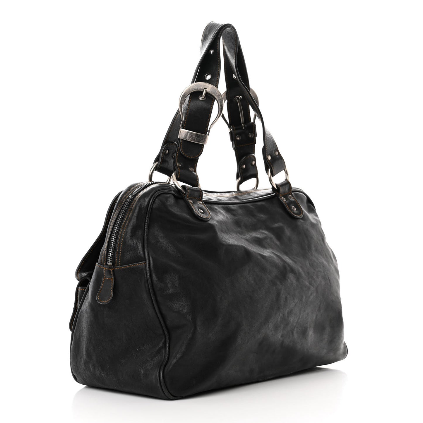 Calfskin Medium Gaucho Double Saddle Bag Black