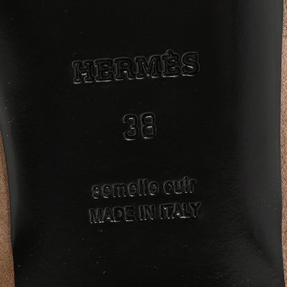 Hermes Suede Goatskin Shearling Womens Oz Mules 38 Etoupe Ecru 7 of 10