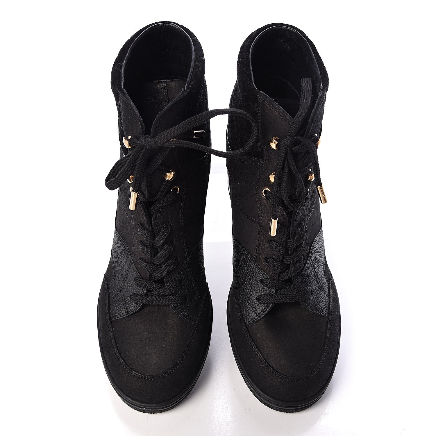 Louis Vuitton Calfskin Suede Monogram Cliff Top Wedge Sneakers 41 Black 13 of 13