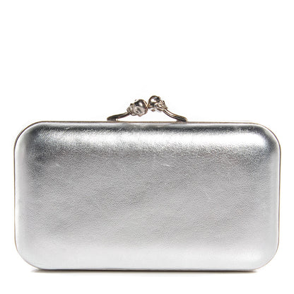 Alexander McQueen Leather Twin Skull Box Clutch Silver 1 of 7