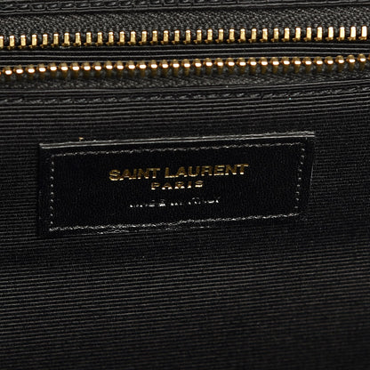 Saint Laurent Grain De Poudre Matelasse Chevron Large Monogram Satchel Blue 7 of 12