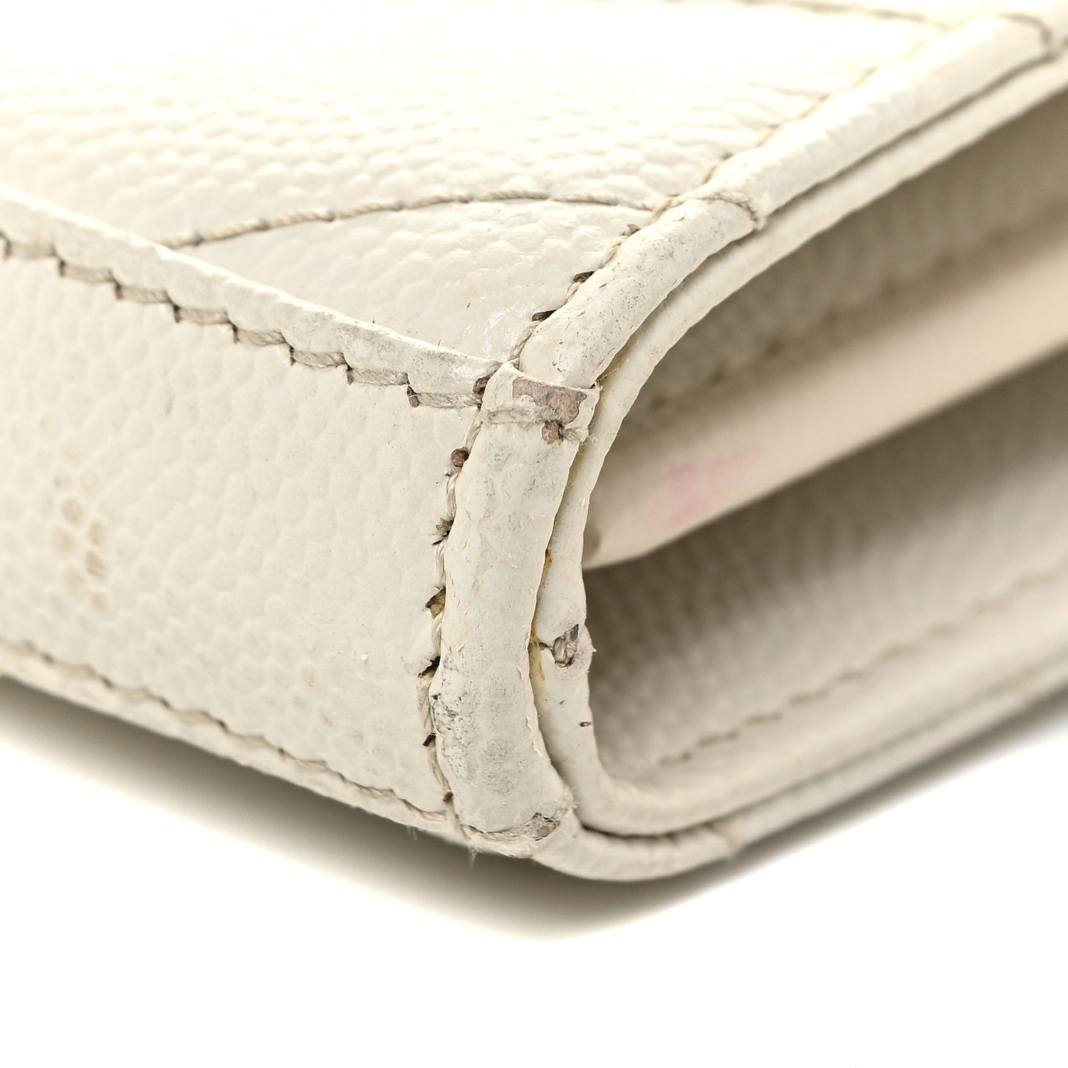 Saint Laurent Grain De Poudre Matelasse Chevron Monogram Chain Wallet Icy White 10 of 19