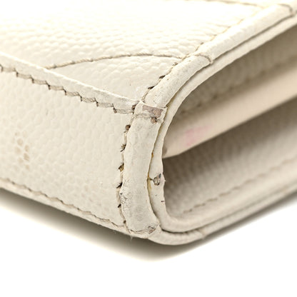 Saint Laurent Grain De Poudre Matelasse Chevron Monogram Chain Wallet Icy White 10 of 19