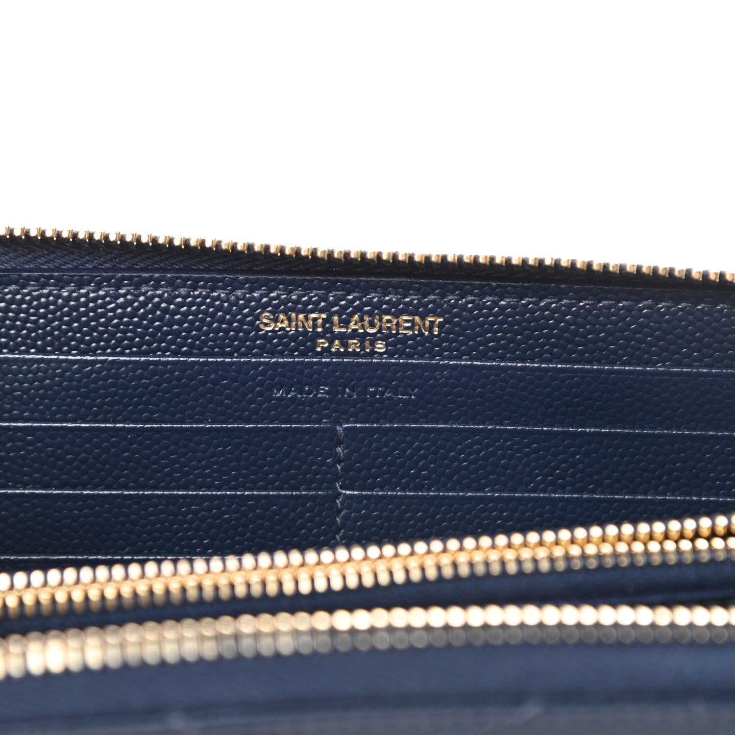 Saint Laurent Grain De Poudre Matelasse Chevron Monogram Zip Around Wallet Navy 6 of 9