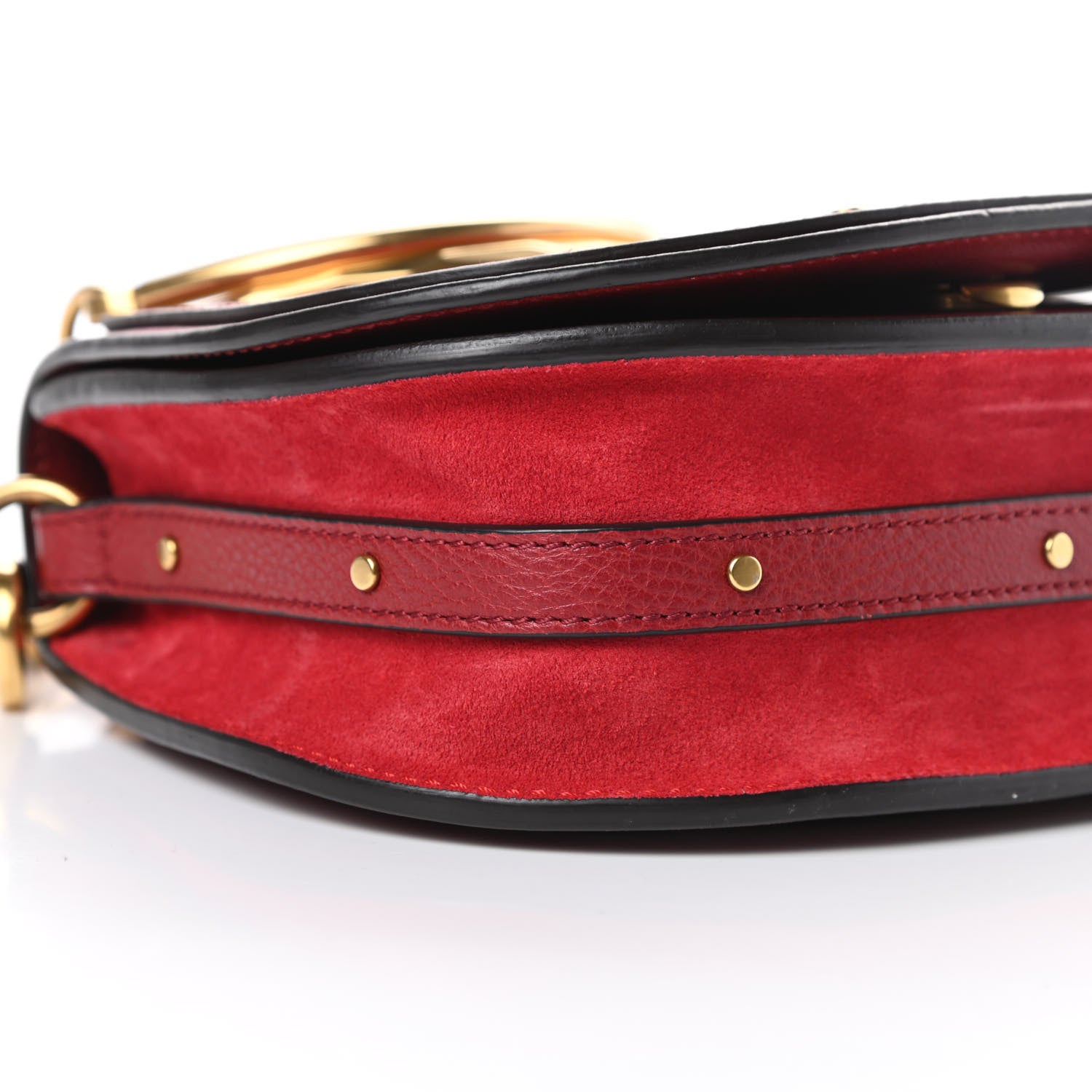 Chloe Calfskin Suede Small Nile Bracelet Bag Intense Red 9 of 13