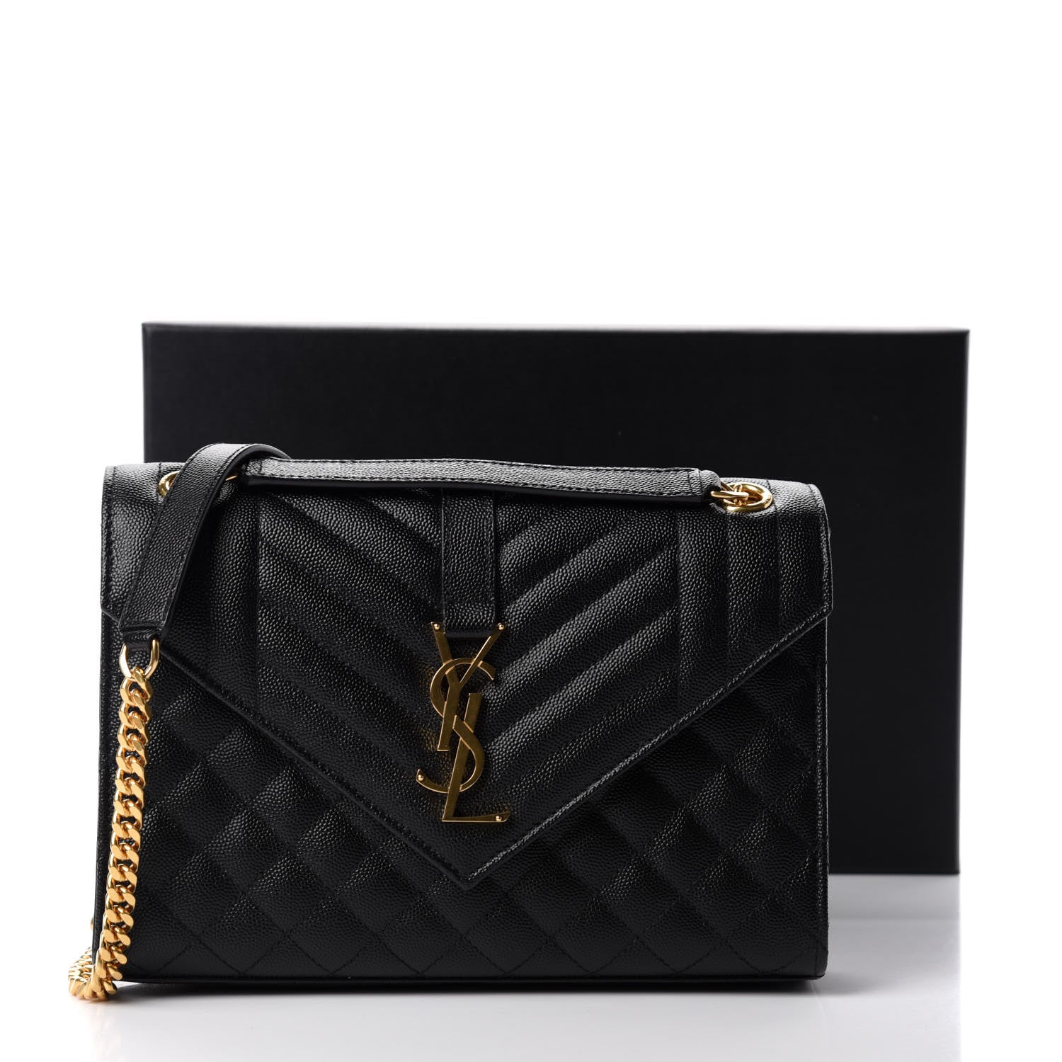 Saint Laurent Grain De Poudre Textured Mixed Matelasse Triquilt Medium Monogram Satchel Black 11 of 11