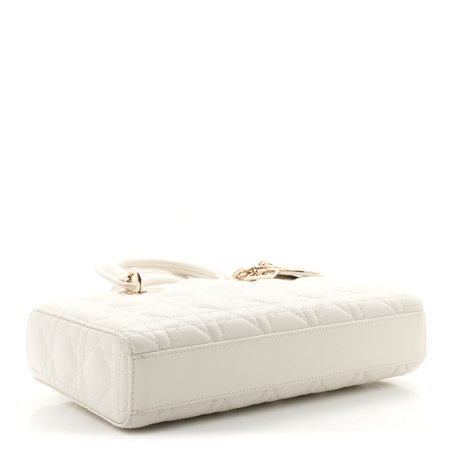 Lambskin Cannage Medium Lady D-Joy White