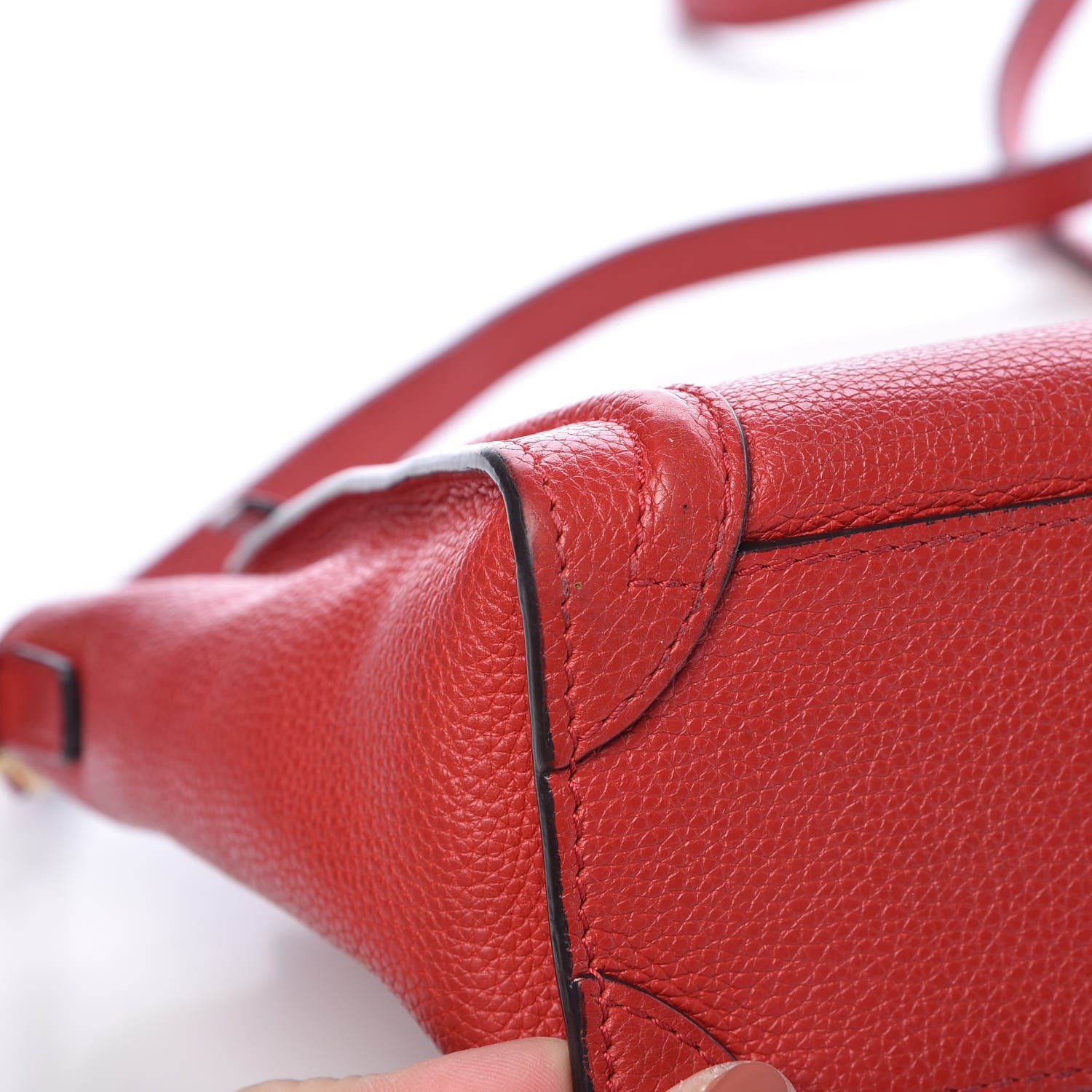 Celine Drummed Calfskin Nano Luggage Coquelicot 9 of 12