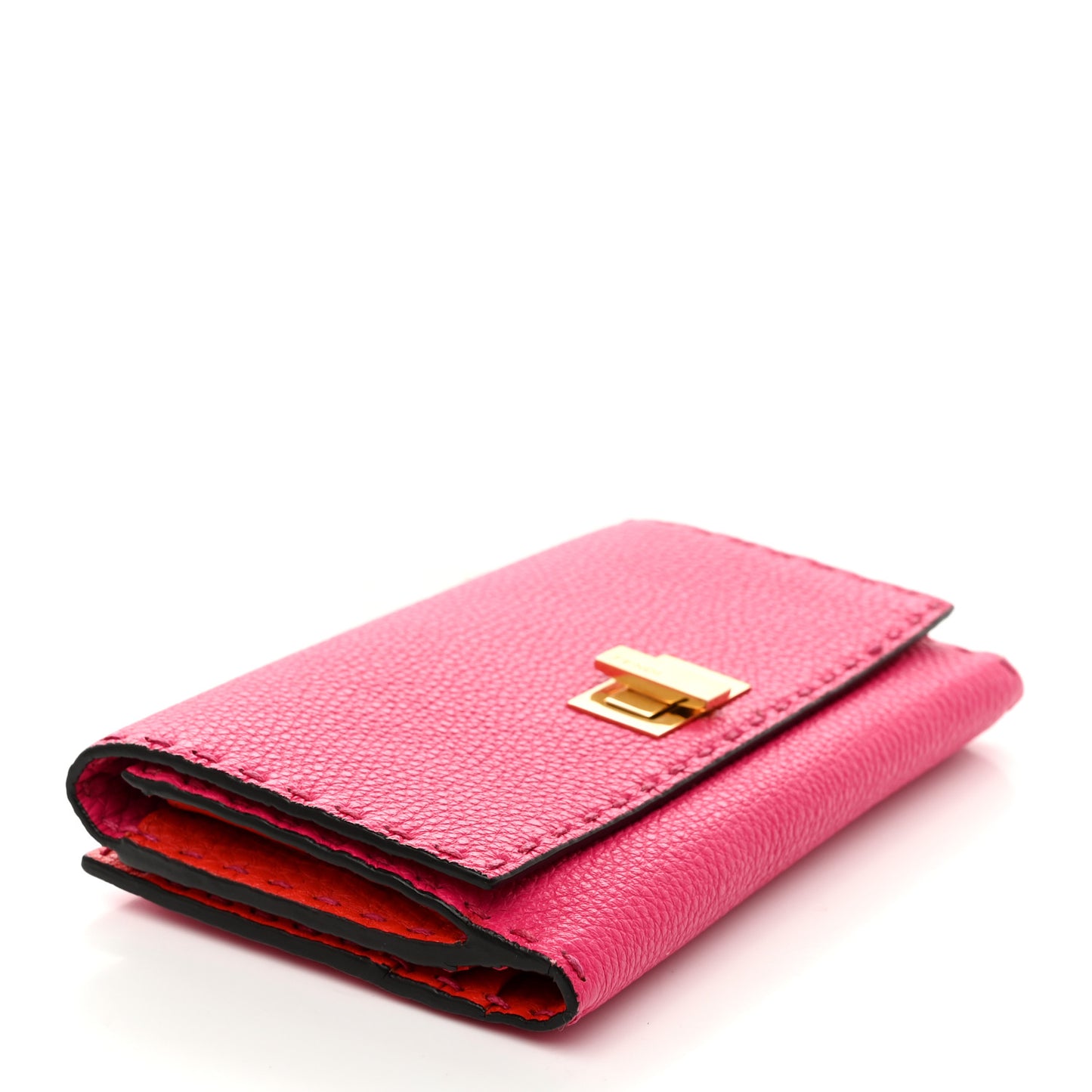 Cuoio Romano Selleria Bi-Color Peekaboo Continental Wallet Fuxia Papavero