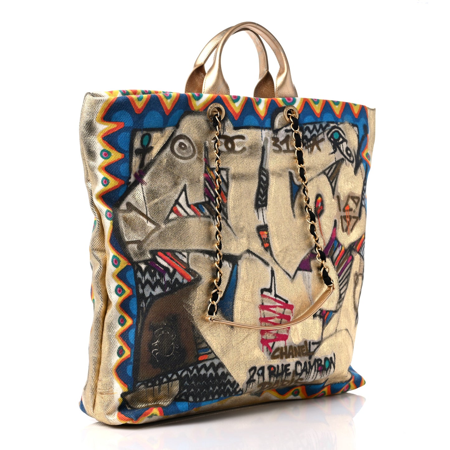 Graffiti Printed Canvas Street Spirit Tote Multicolor