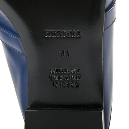 Hermes Calfskin Oz Mules 38 Bleu Maritime 7 of 7