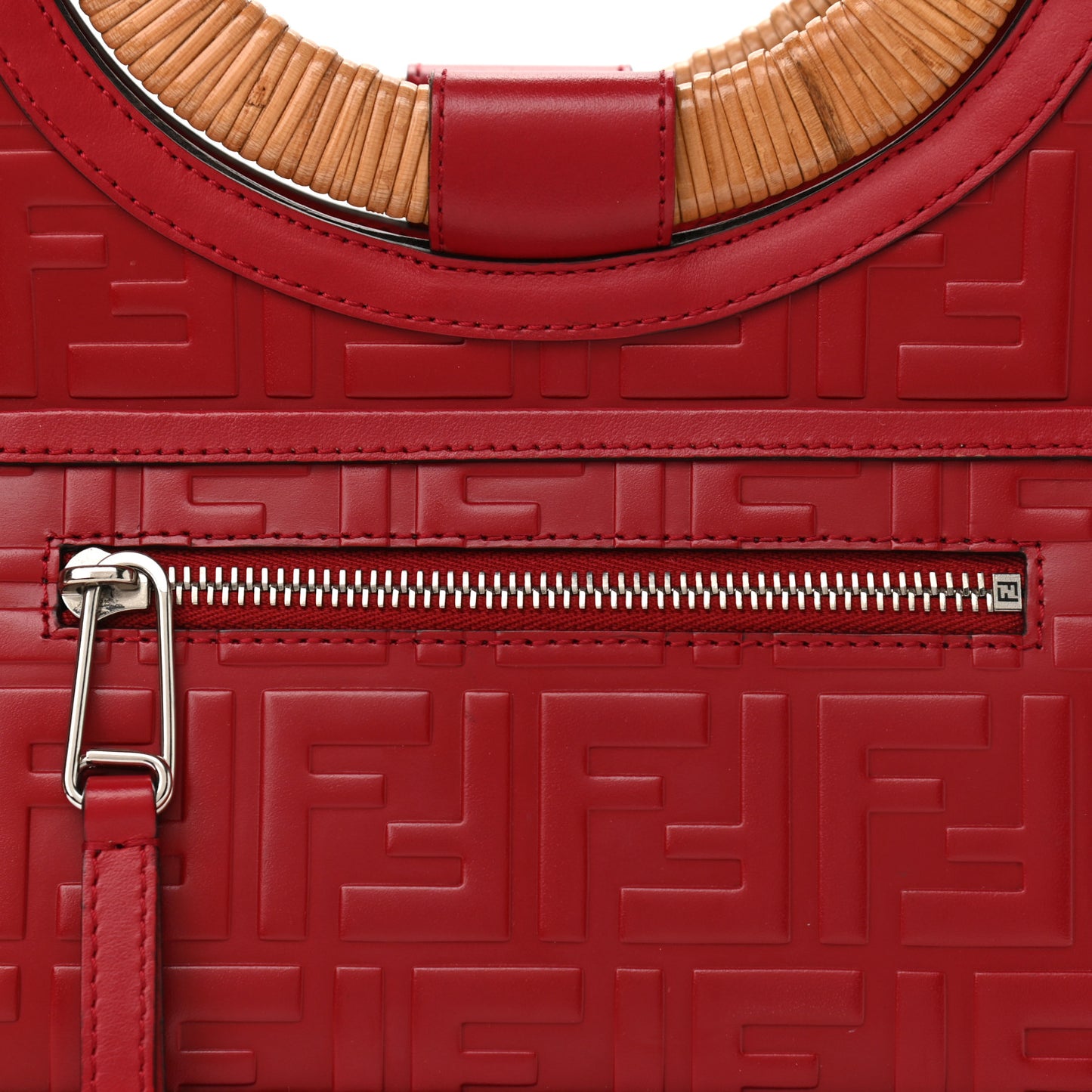 Vitello Century Wicker FF 1974 Embossed Small Runaway Shopper Tote Fragola