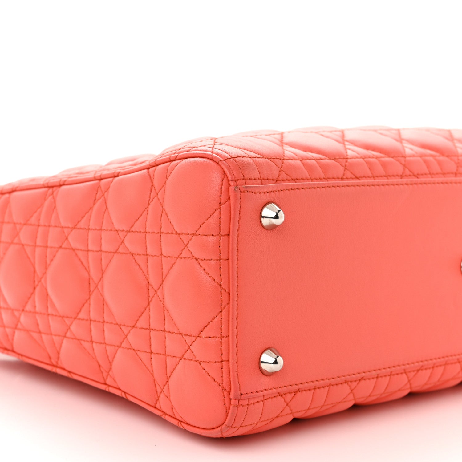Christian Dior Lambskin Cannage Large Lady Dior Coral 9 of 10