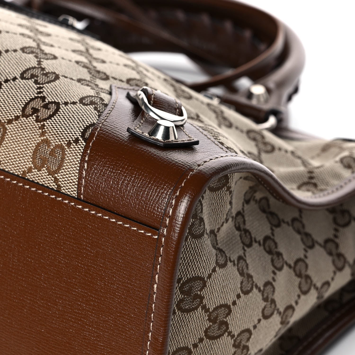Balenciaga X GUCCI GG Monogram Azalea Calfskin Neo Classic Silver Hardware Medium City Beige Ebony Brown Sugar 11 of 15