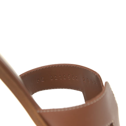 Hermes Box Calfskin Oran Sandals 38.5 Gold 11 of 12