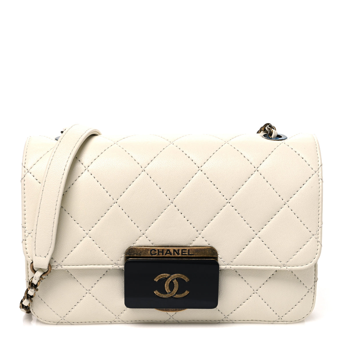 Chanel Sheepskin Quilted Mini Beauty Lock Flap White 1 of 10