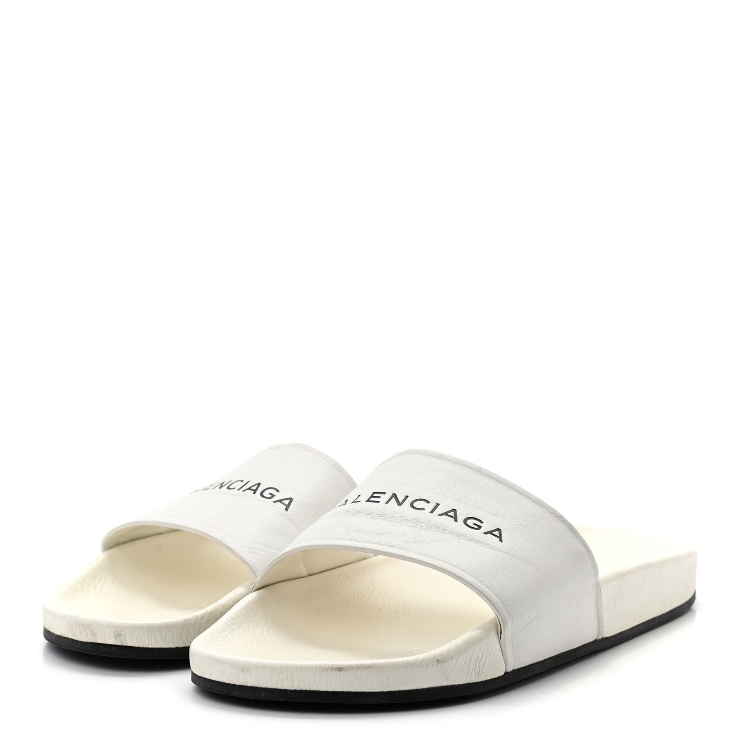 Balenciaga Nappa Logo Womens Pool Slide Sandals 41 White Black 3 of 11