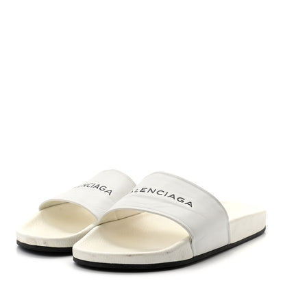 Balenciaga Nappa Logo Womens Pool Slide Sandals 41 White Black 3 of 11