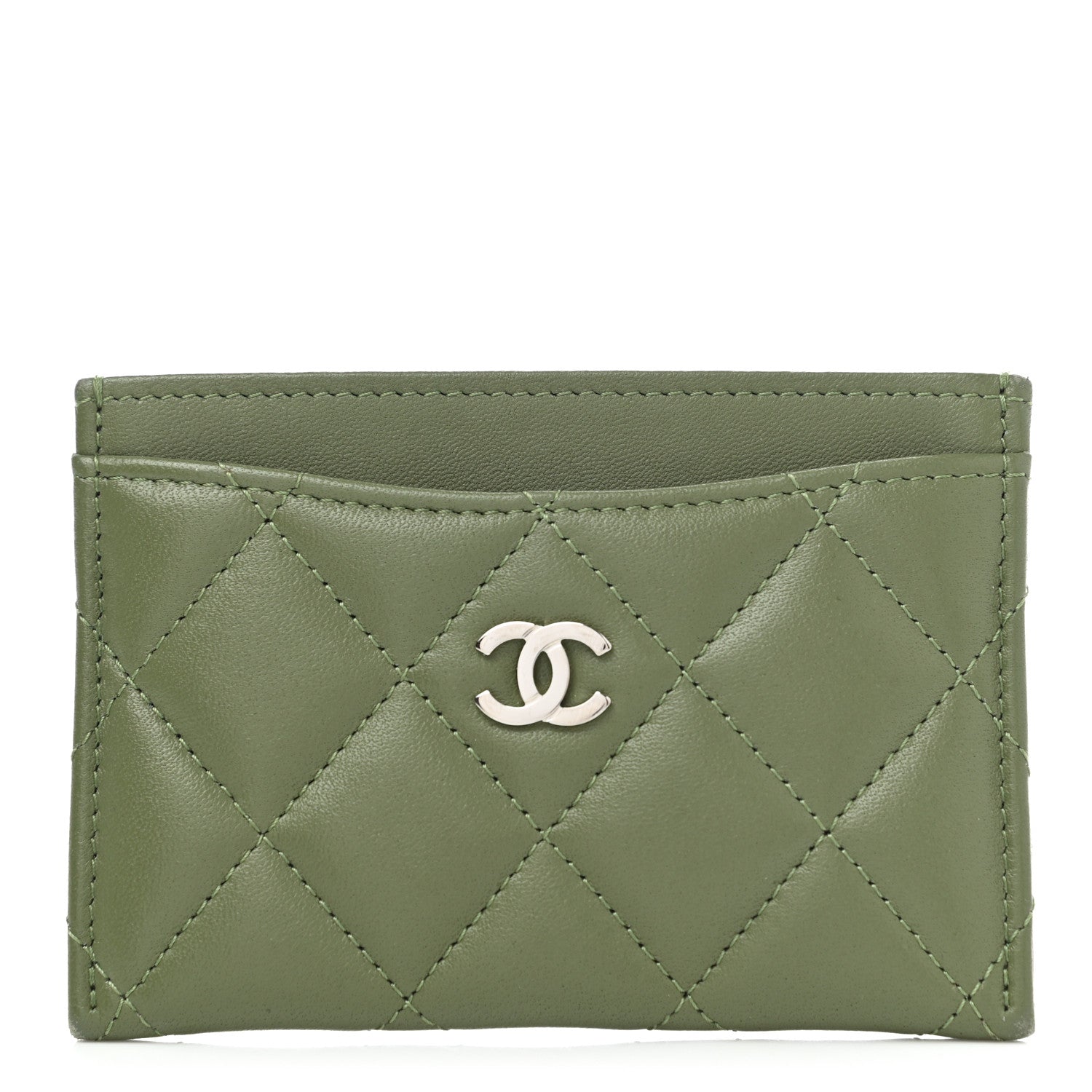 Chanel Lambskin Quilted Card Holder Green 1 of 9