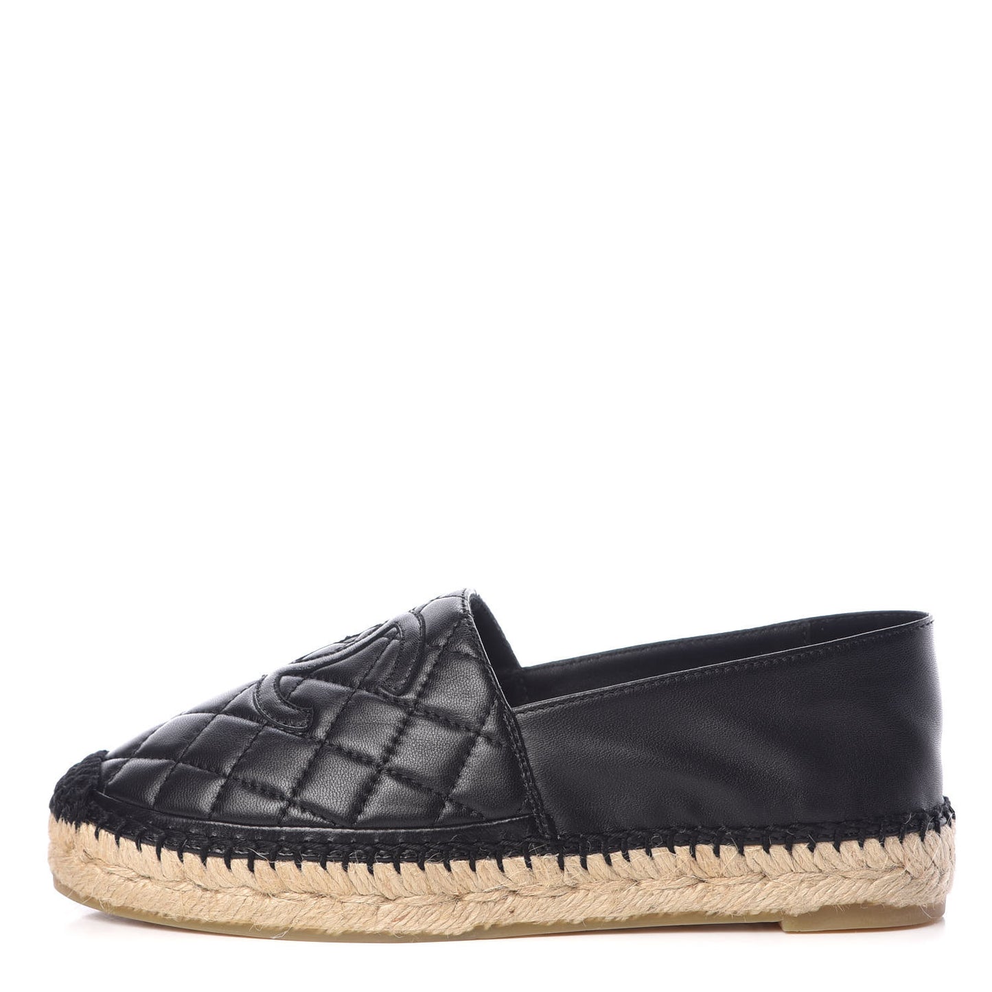 Lambskin Quilted CC Espadrilles 35 Black