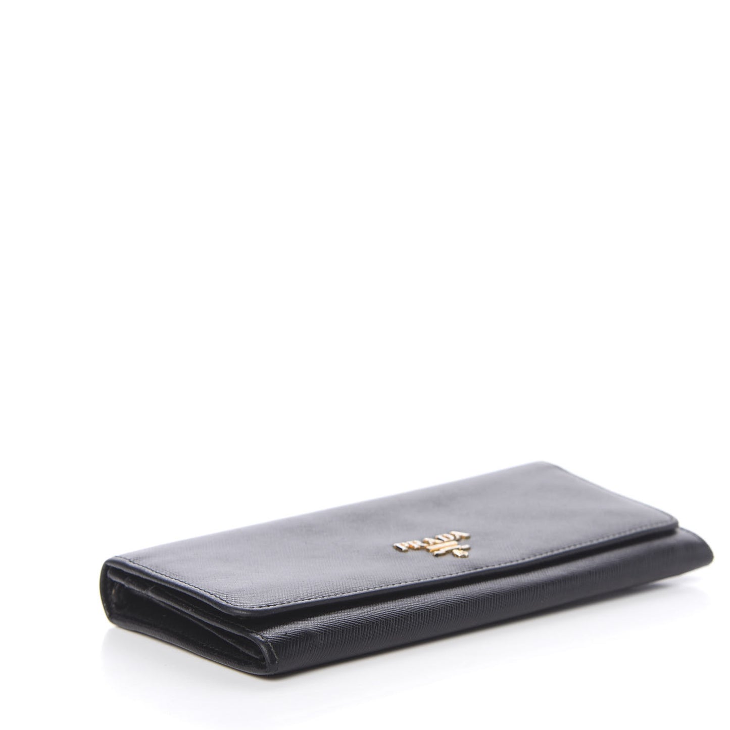 Saffiano Metal Continental Flap Wallet Black