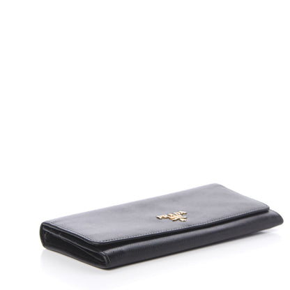 Prada Saffiano Metal Continental Flap Wallet Black 4 of 8