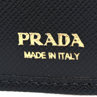Prada Saffiano Zip Top Compact Wallet Black 6 of 7