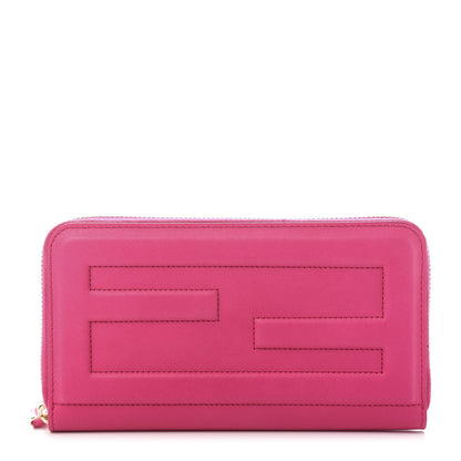 Fendi Vitello Flamingo Tube Zip Around Long Wallet Fuchsia 1 of 11