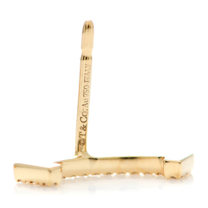 Tiffany 18K Yellow Gold Diamond T Smile Earrings 4 of 5