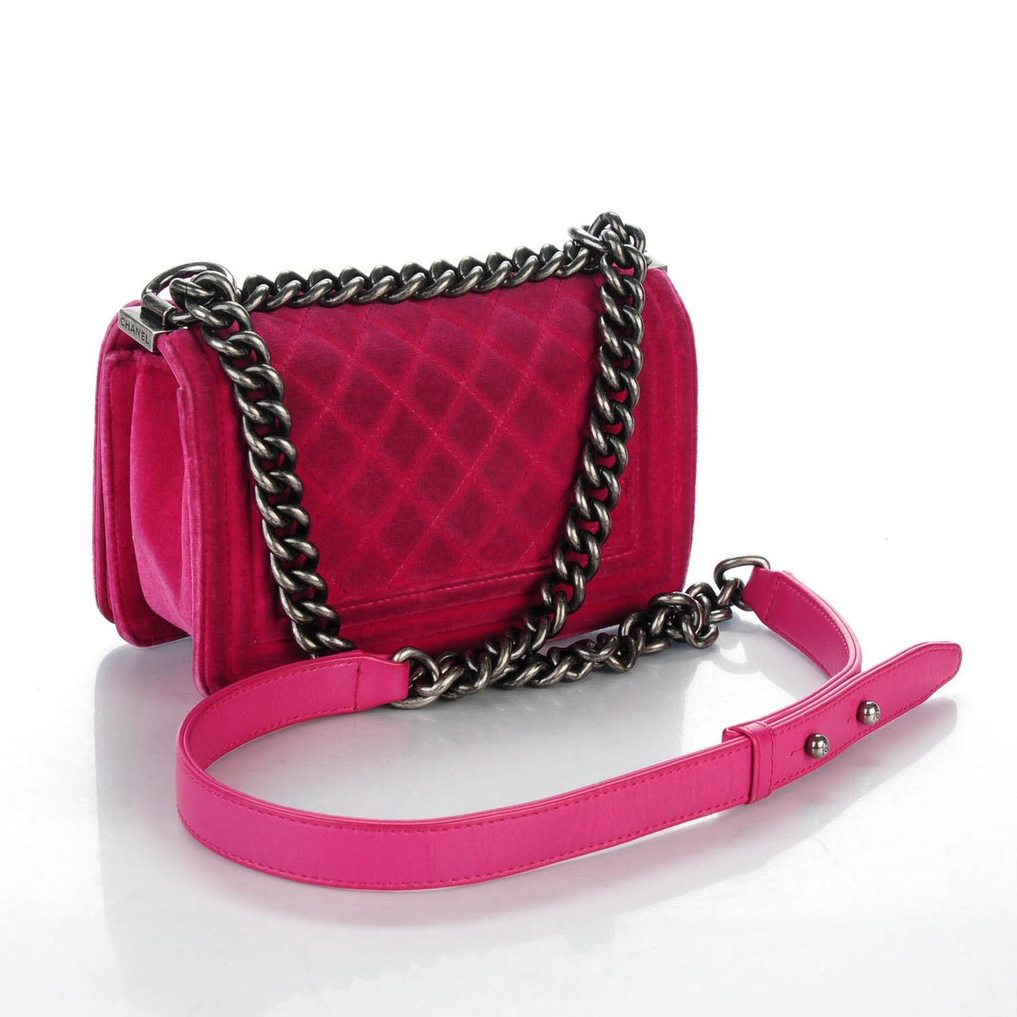 Velvet Quilted Small Boy Flap Pink
