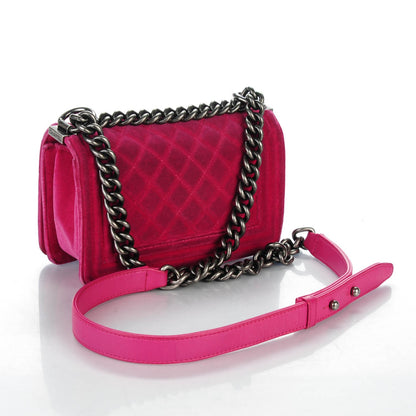 Chanel Velvet Quilted Small Boy Flap Pink 3 of 8