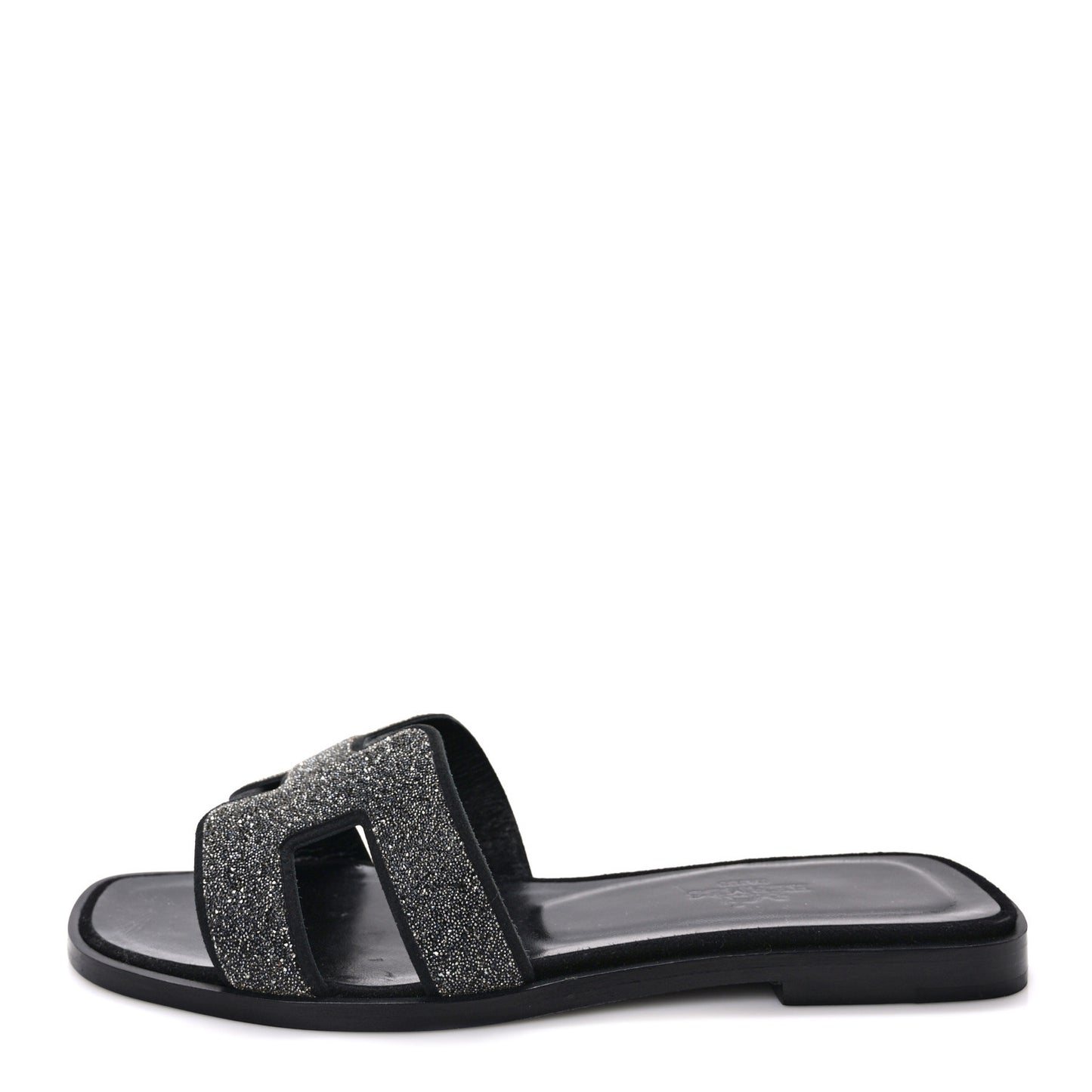 Suede Goatskin Crystal Powder Oran Sandals 35.5 Marine