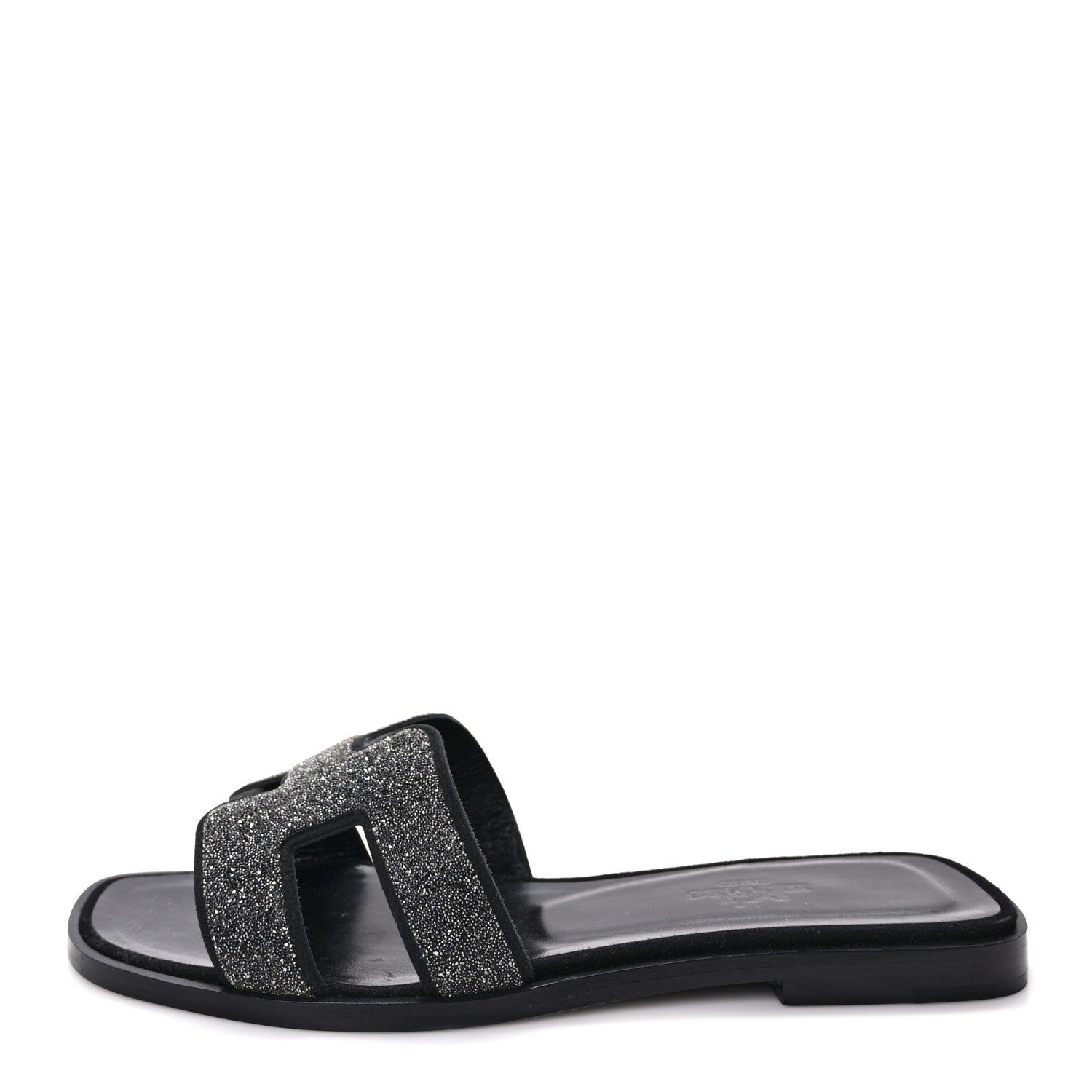 Hermes Suede Goatskin Crystal Powder Oran Sandals 35.5 Marine 1 of 8