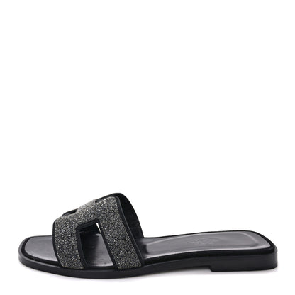 Hermes Suede Goatskin Crystal Powder Oran Sandals 35.5 Marine 1 of 8