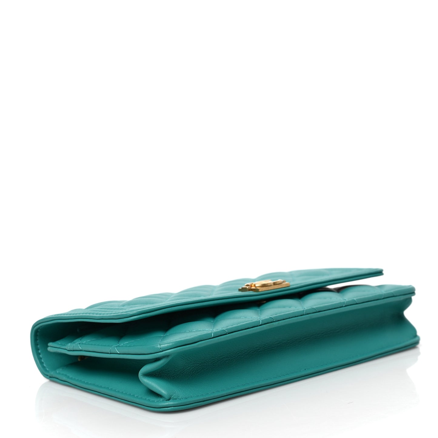 Lambskin Quilted Boy Wallet On Chain WOC Turquoise