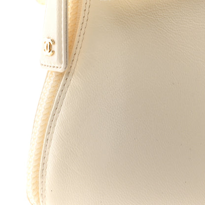 Chanel Lambskin Grosgrain Triangle & Collar 90 Ankle Boots 38 Ivory Black 9 of 10