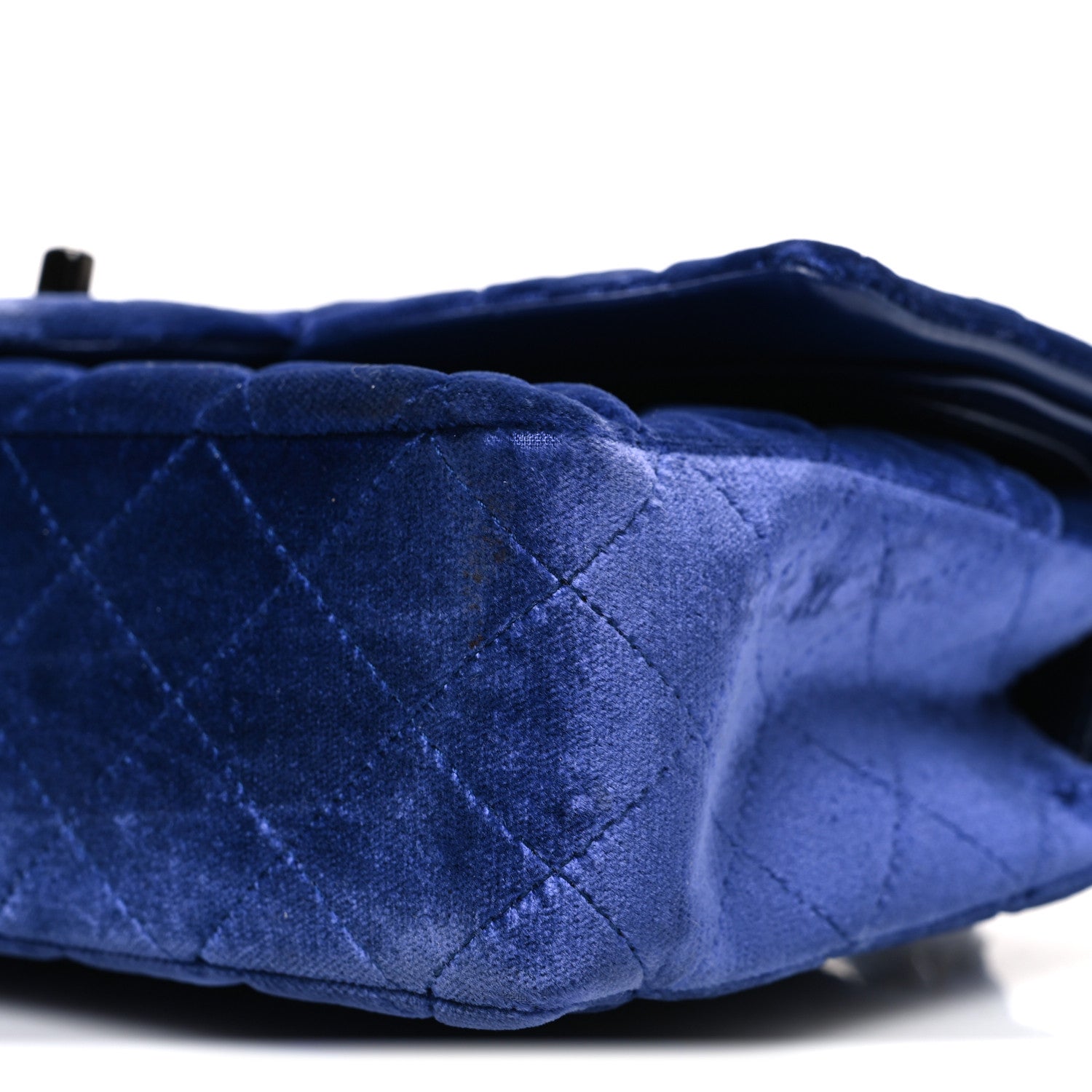 Chanel Velvet Quilted Medium Double Flap Navy Blue 10 of 11
