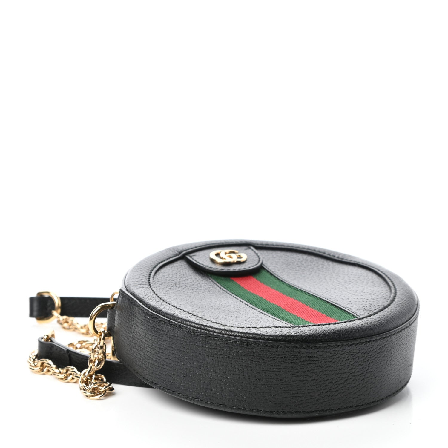 Gucci Grained Calfskin Web Mini Ophidia Round Shoulder Bag Black 4 of 9